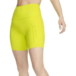 Nike Go Dri-FIT Women's Running Shorts High-Waisted with‎ Pockets XS Yellow New